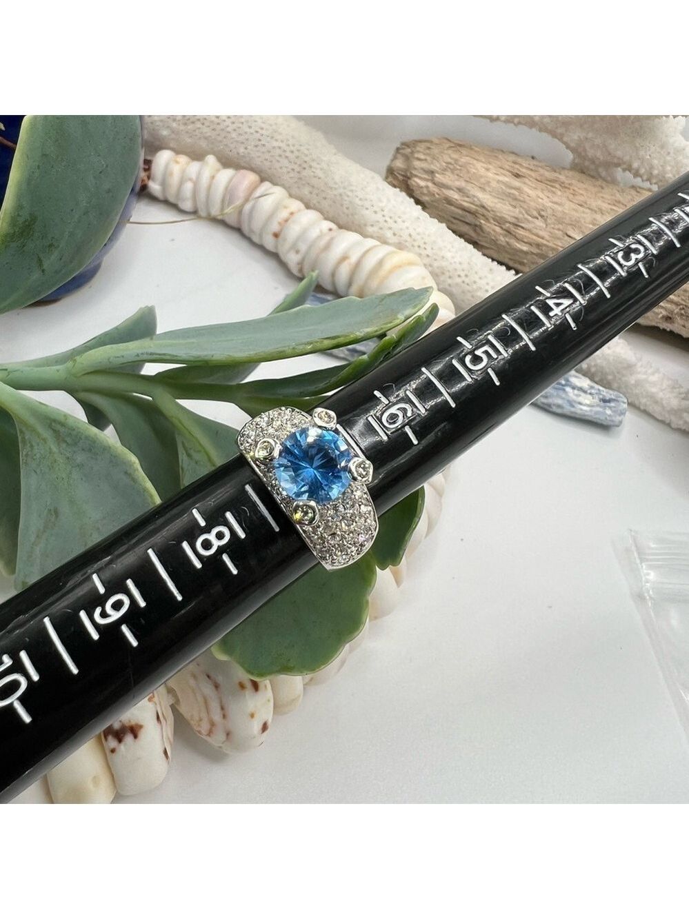 Elegant Blue and Silver Women's Cocktail Glam Ring